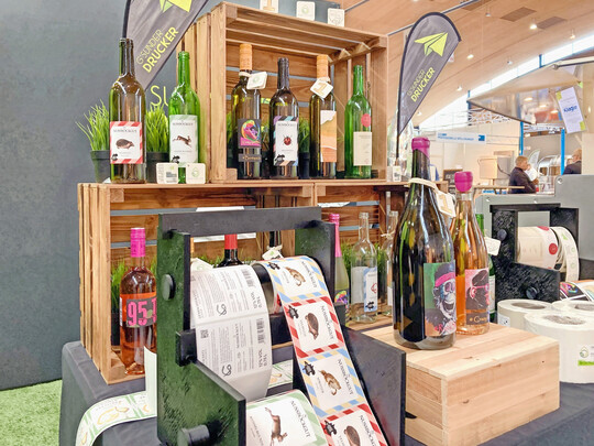 Beispiele der Bioetiketten auf der Winzer-Service Messe.
