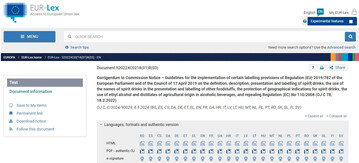 Screenshot der EUR-Lex-Datenbank.