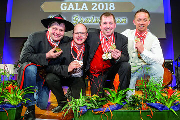 Bernhard und Jrgen Datzberger (Silber), Gerhard Liebl (Gold) und Wolfgang Kaufmann (Bronze)