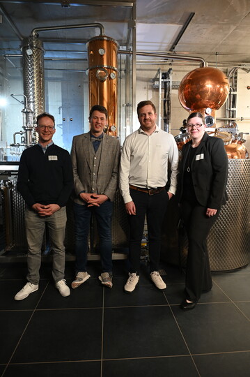 Vier der Projektpartner: Dr. Daniel Einfalt (Uni Hohenheim), Hannes Weber (Webers Backstube), Sebastian Mller (Mller Brennereianlagen), Antje Christians (ttz Bremerhaven)<br>